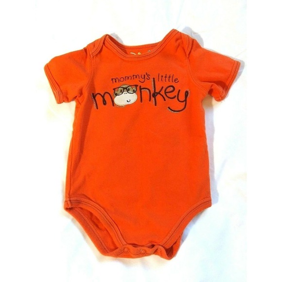Mama's Little Monkey Baby Size 6 Months Fall Orange One Piece - Picture 1 of 3